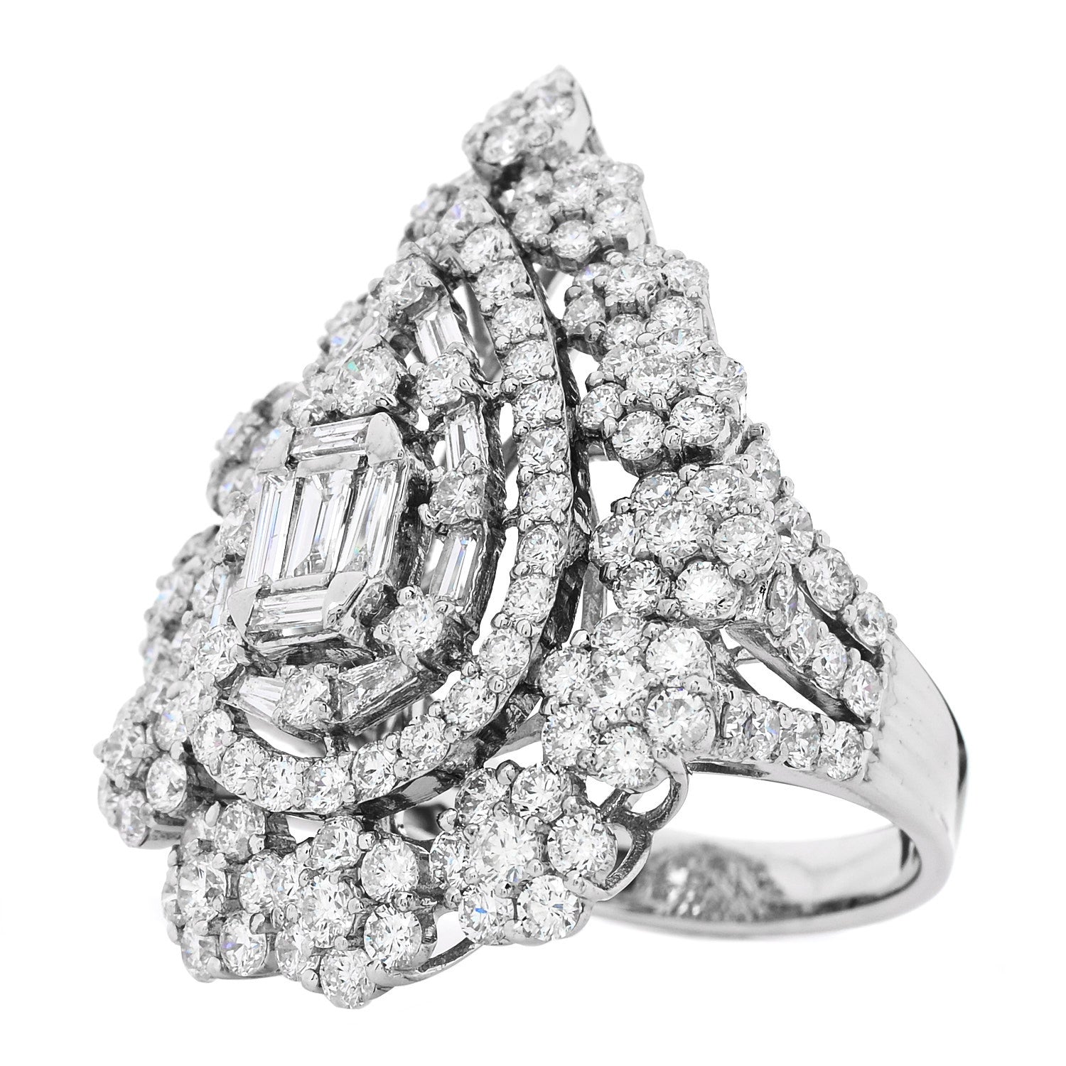 Parker & West by FASHIONPHILE 18K White Gold Diamond 4.70ctw Multi Shape Cocktail Ring  56 7.5 3 of 9