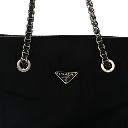 Prada Tessuto Nylon Acciaio Chain Shoulder Bag Black 8 of 12