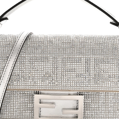 Fendi Crystal Vitello Laminato FF Mini Baguette Crystal Argento 8 of 12