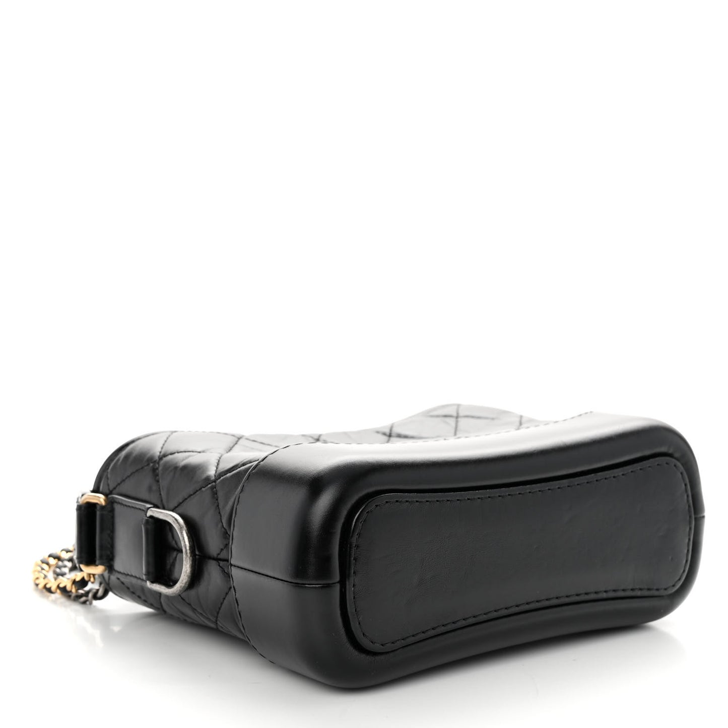 Aged Calfskin Quilted Small Gabrielle Hobo Black