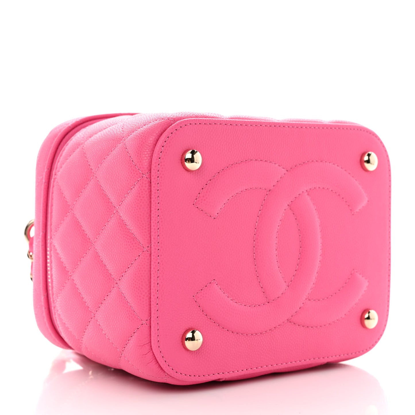 Caviar Quilted Small CC Vanity Case Rose