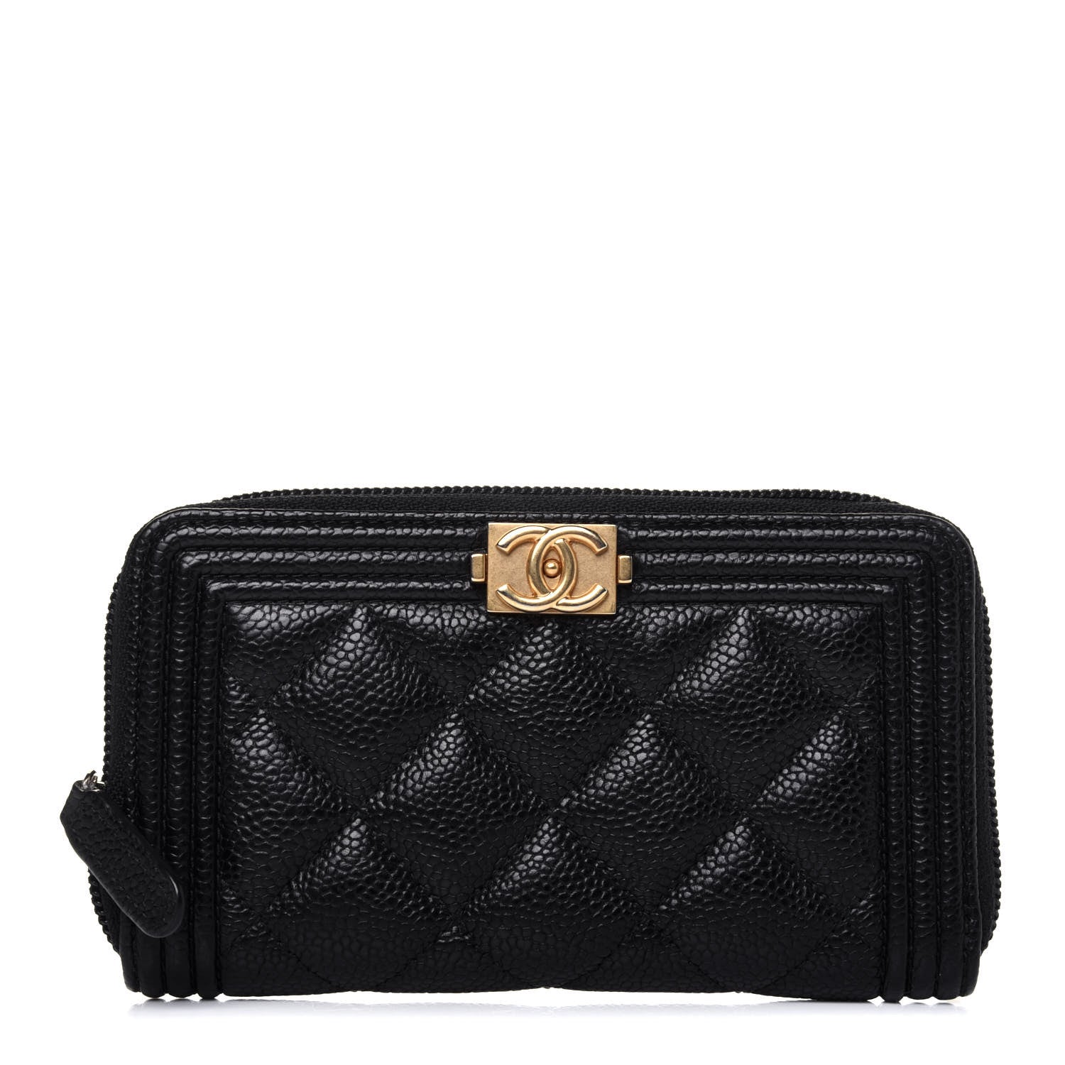 Chanel Caviar Quilted Small Boy Zip Around Wallet Black 1 of 12