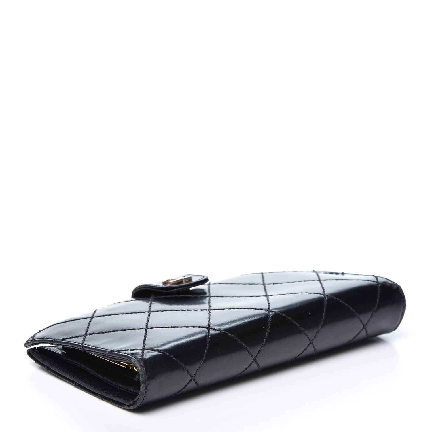 Chanel Glazed Calfskin Diamond Stitched French Wallet Black 3 of 17