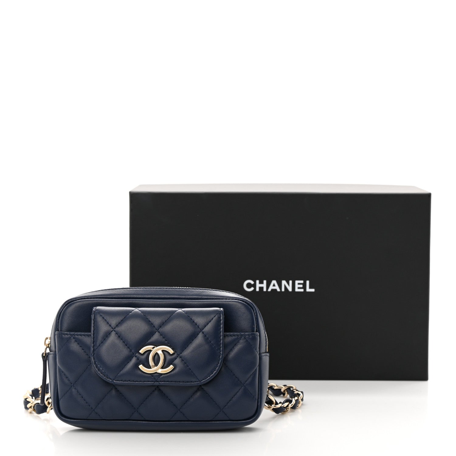 Chanel Lambskin Quilted Waist Bag With Pouch Blue 15 of 15