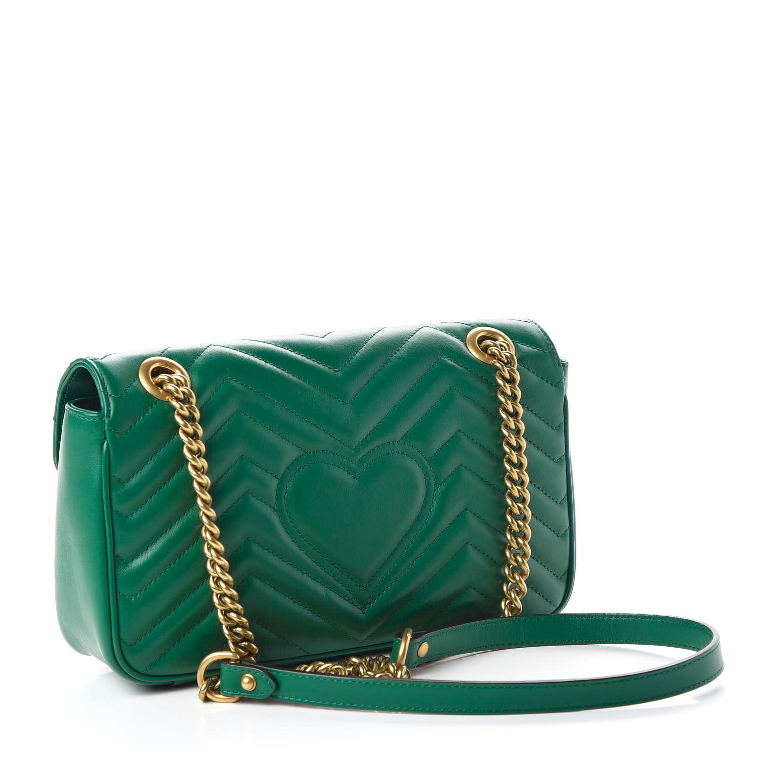 Gucci Calfskin Matelasse Small GG Marmont Shoulder Bag Emerald Green 3 of 10