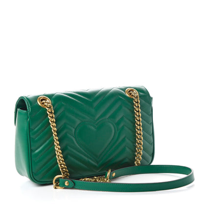 Gucci Calfskin Matelasse Small GG Marmont Shoulder Bag Emerald Green 3 of 10