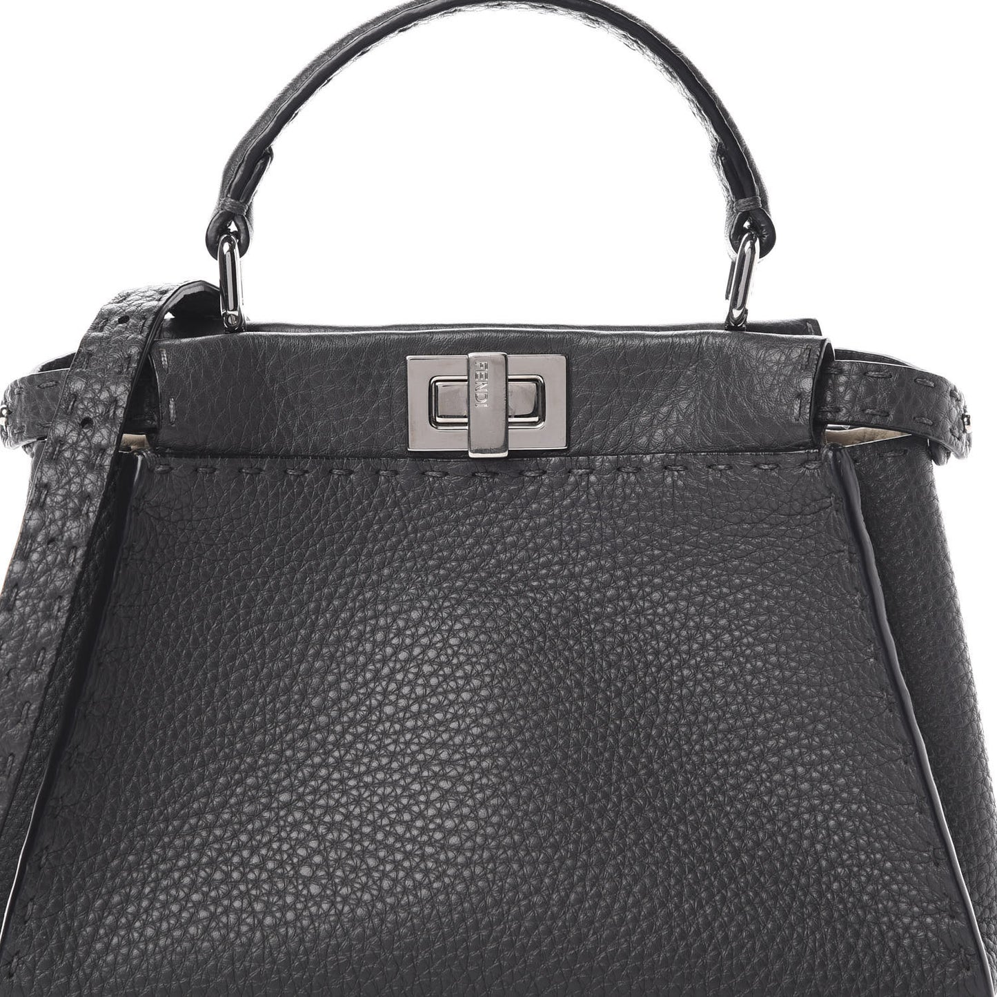 Cuoio Romano Selleria Bi-Color Mini Peekaboo Iconic Satchel Asfalto Latte
