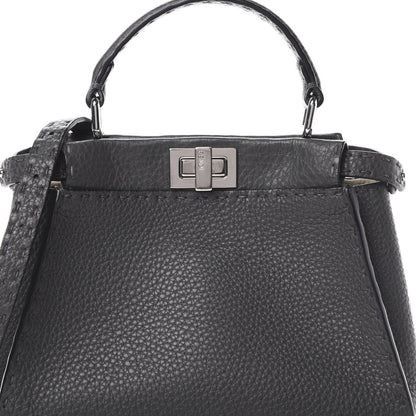 Fendi Cuoio Romano Selleria Bi-Color Mini Peekaboo Iconic Satchel Asfalto Latte 11 of 13