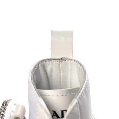 Prada Spazzolato Rois Re-Nylon Metal Triangle Logo Mens Monolith Pouch Pocket 60mm Combat Boots 8 White 12 of 12