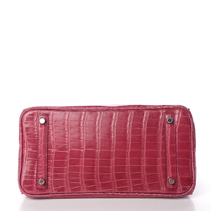 Hermes Shiny Porosus Crocodile Birkin 30 Rose Tyrien 5 of 36