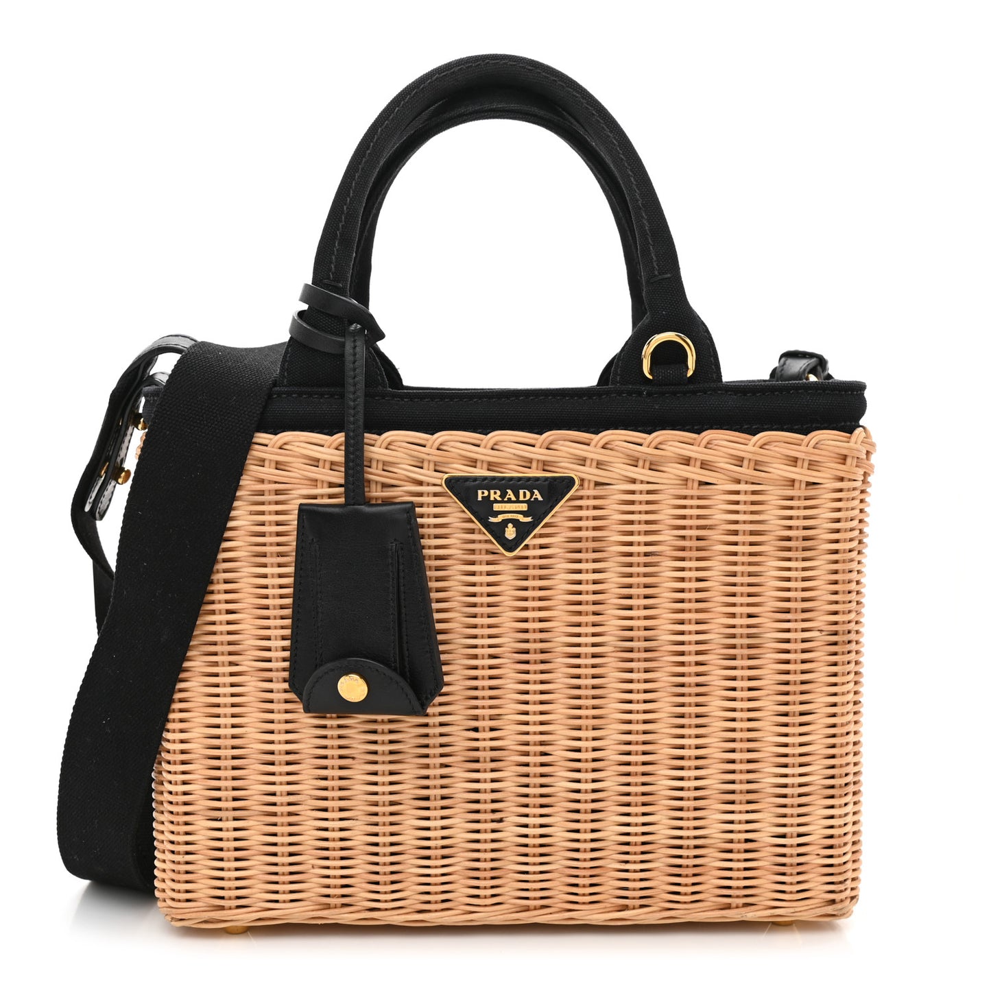 Wicker Canvas Tote Naturale Black