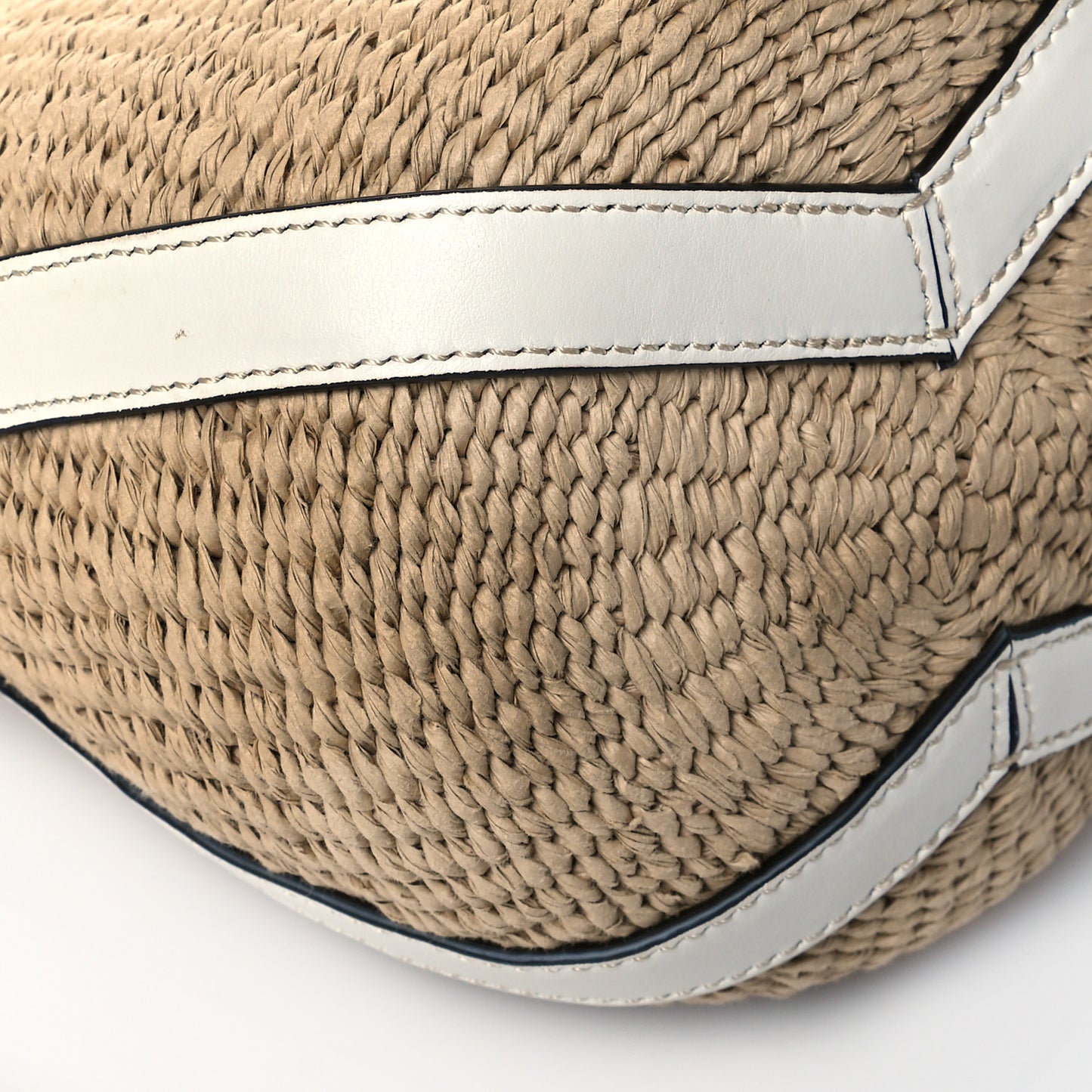 Raffia Calfskin Small Basket White