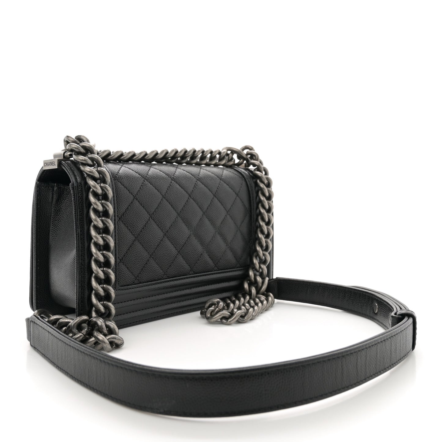Caviar Quilted Small Boy Flap Black