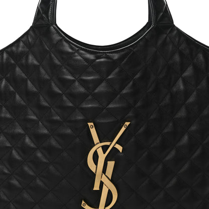 Saint Laurent Lambskin Quilted Maxi Icare Shopping Tote Black 9 of 11