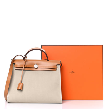 Hermes Military Toile Vache Hunter Herbag Zip 31 PM Beton Naturel 12 of 12