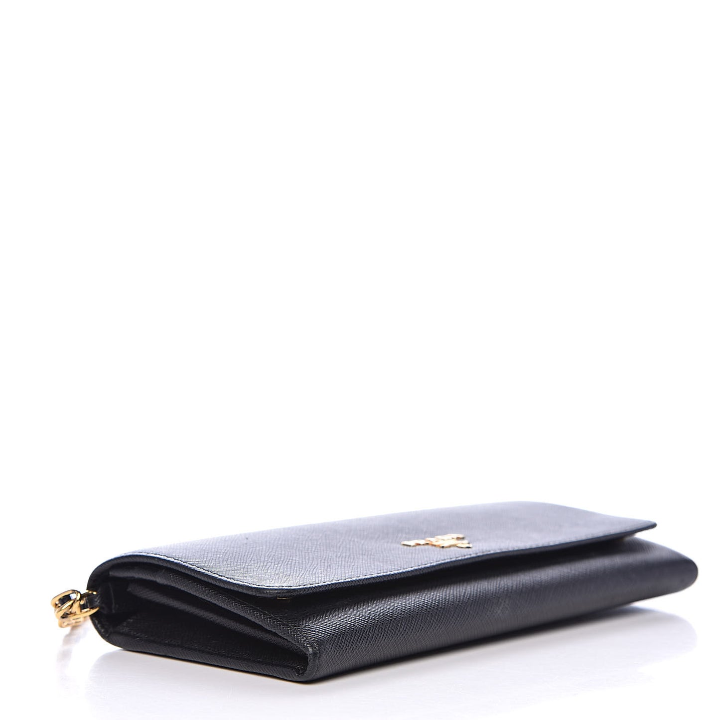 Saffiano Metal Oro Chain Wallet Black