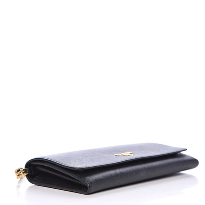 Prada Saffiano Metal Oro Chain Wallet Black 4 of 9