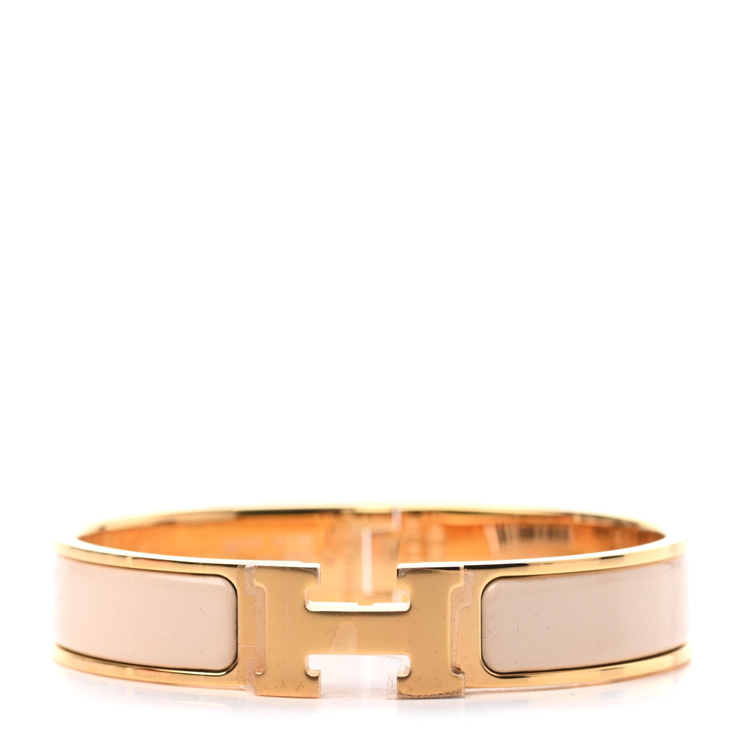 Hermes Enamel Narrow Clic Clac H Bracelet PM Beige Nacre 1 of 3