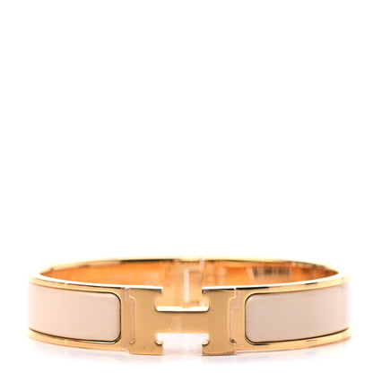 Hermes Enamel Narrow Clic Clac H Bracelet PM Beige Nacre 1 of 3