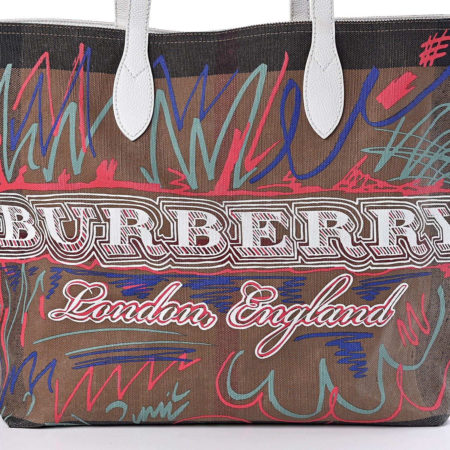 Burberry Coated Canvas Mega Check Sketchbook Large Reversible Doodle Tote White 21 of 27