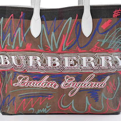 Burberry Coated Canvas Mega Check Sketchbook Large Reversible Doodle Tote White 21 of 27