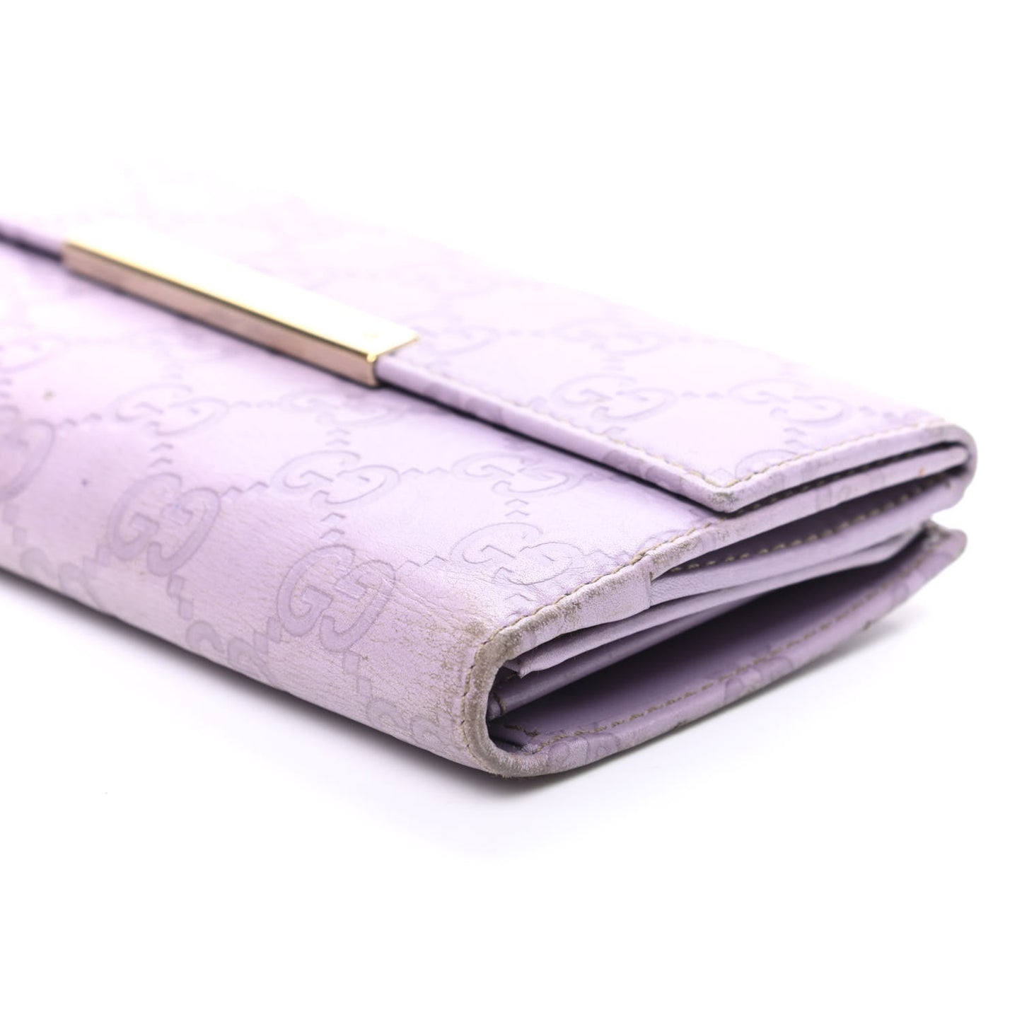 Guccissima Metal Bar Continental Wallet Lavender