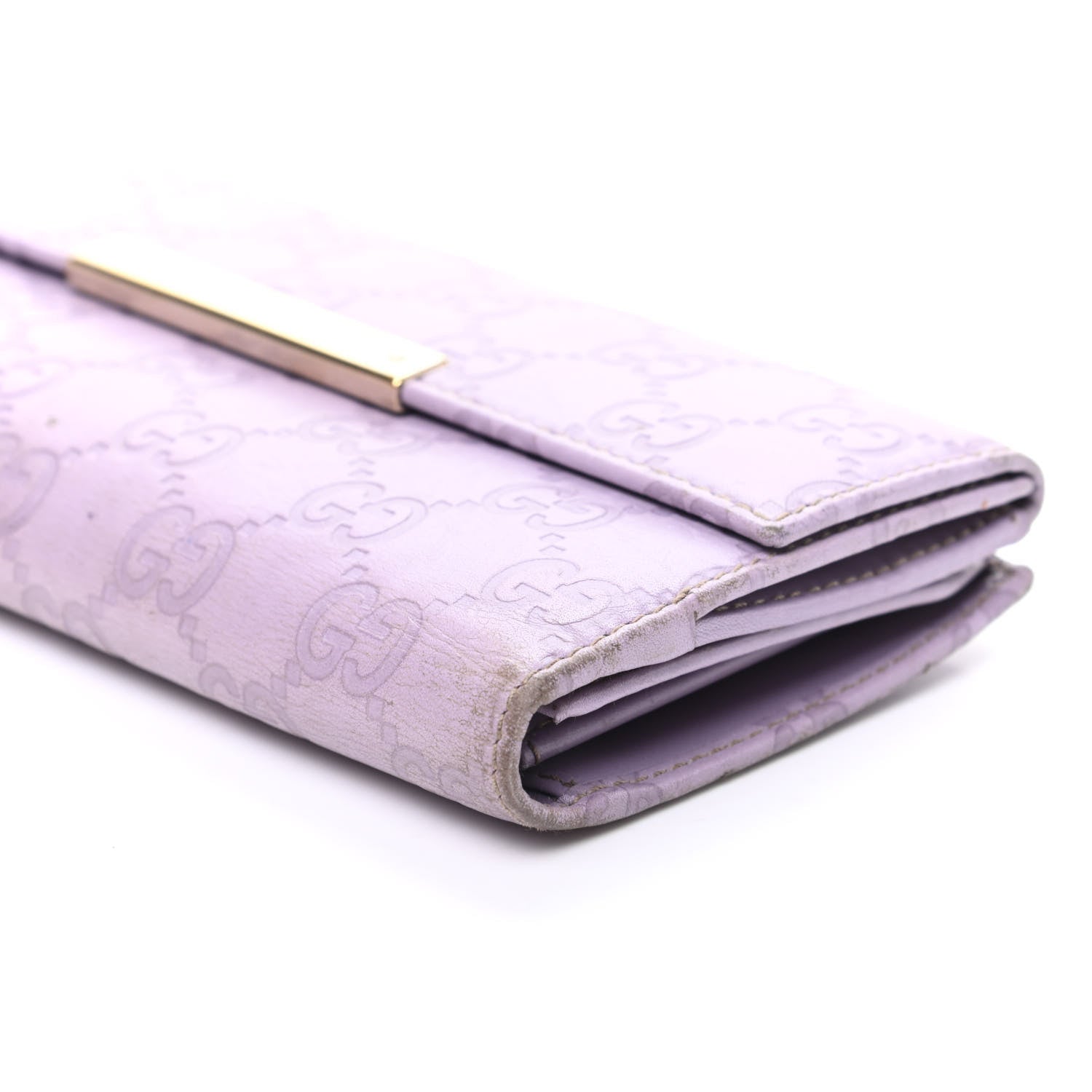 Gucci Guccissima Metal Bar Continental Wallet Lavender 9 of 12