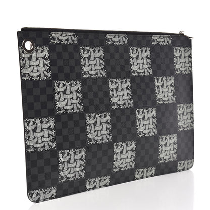 Louis Vuitton Damier Graphite Rope Pochette Joules GM White 3 of 7