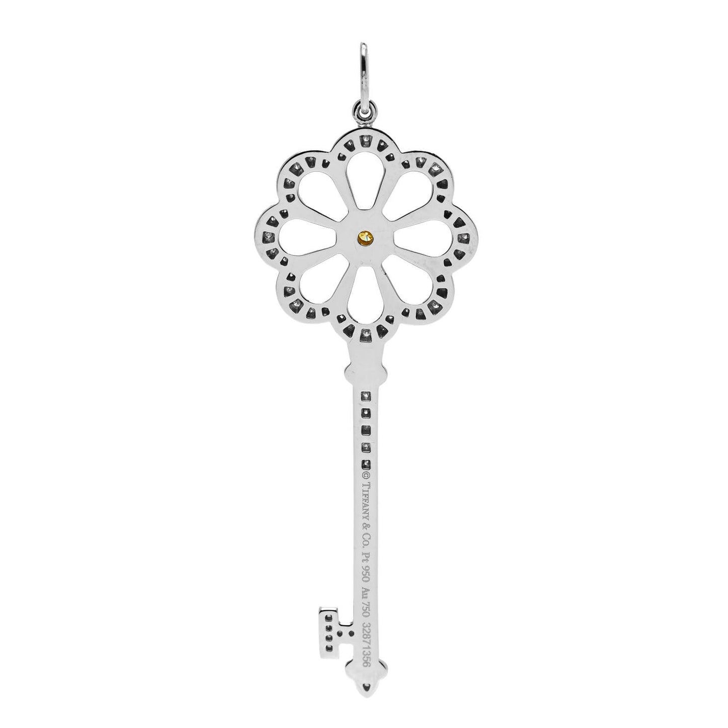 Platinum 18K Yellow Gold Yellow Diamond Bloom Key Pendant