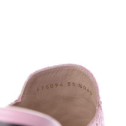 Gucci Lace Malaga Kid Womens Princetown Slippers 35.5 Sugar Pink Skin Rose 9 of 10