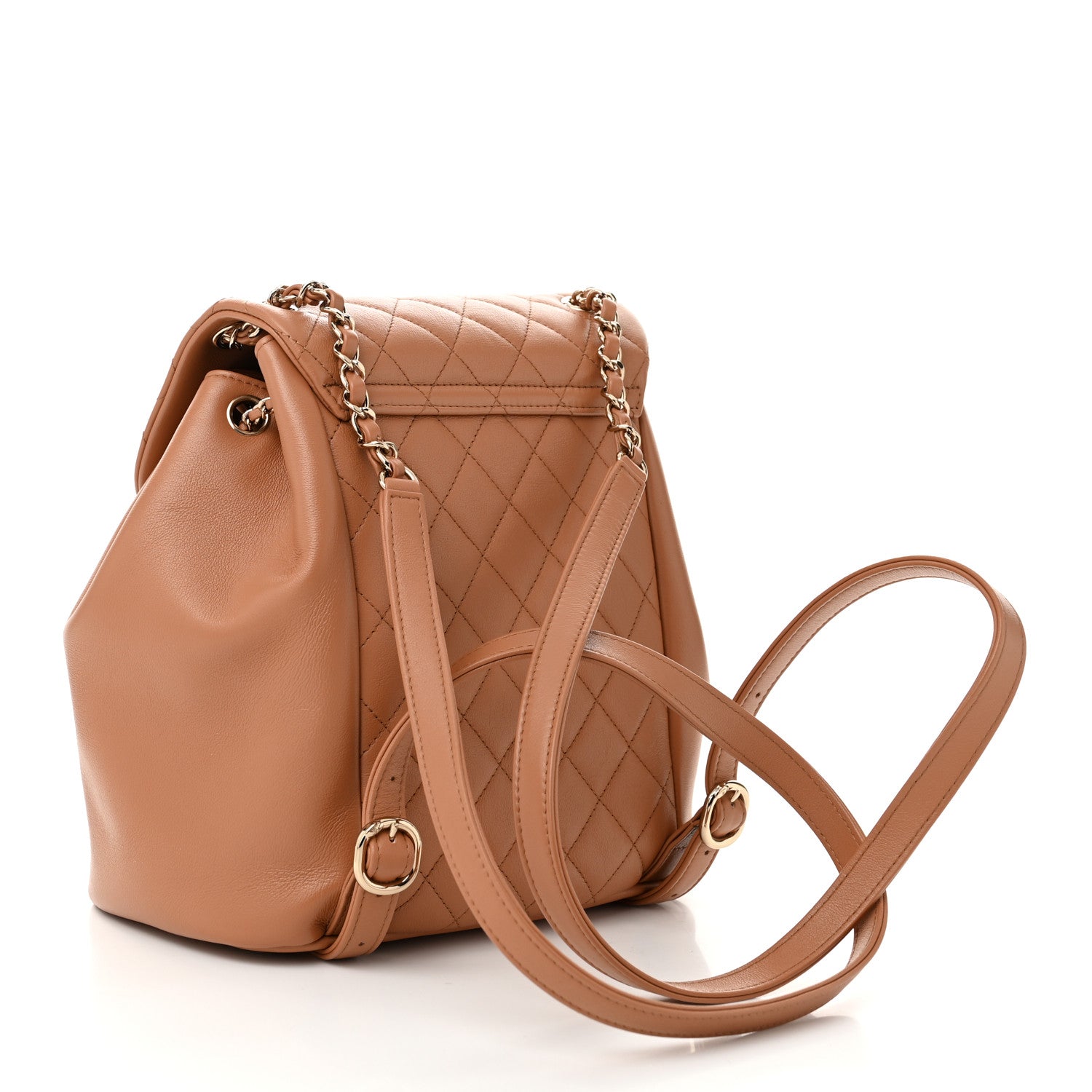 Chanel Calfskin Quilted Medium Duma Pockets Drawstring Backpack Dark Beige 3 of 10