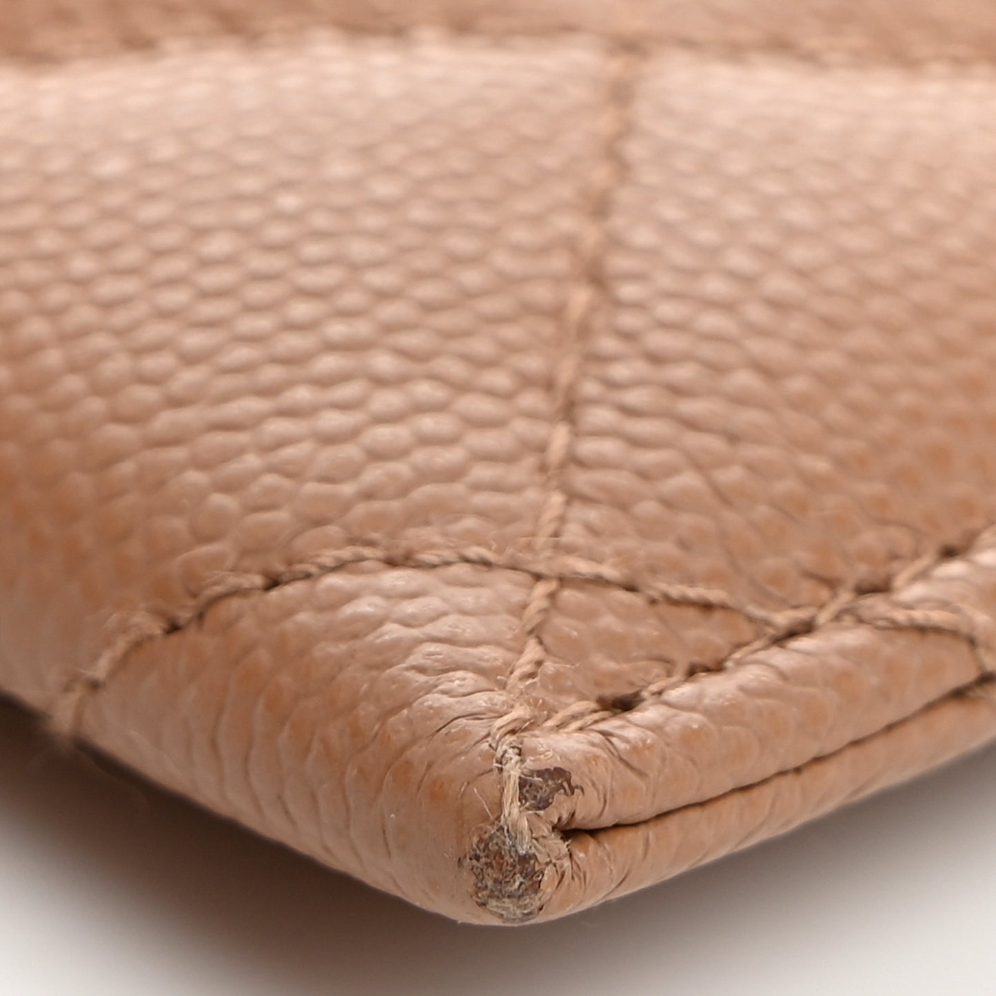 Caviar Quilted Textured CC Card Holder Dark Beige