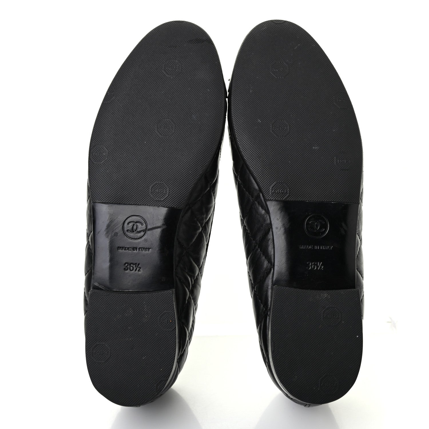 Chanel Aged Calfskin Quilted CC Cap Toe Ballerina Flats 36.5 Black 5 of 8
