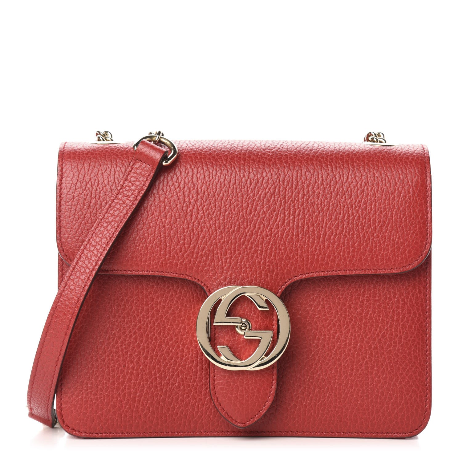 Gucci Dollar Calfskin Small Interlocking G Shoulder Bag Red 1 of 11