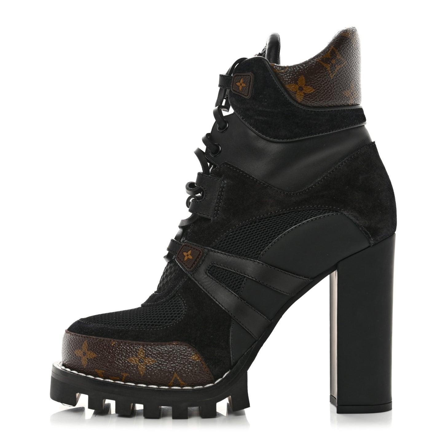 Suede Calfskin Monogram Star Trail Ankle Boots 40 Black