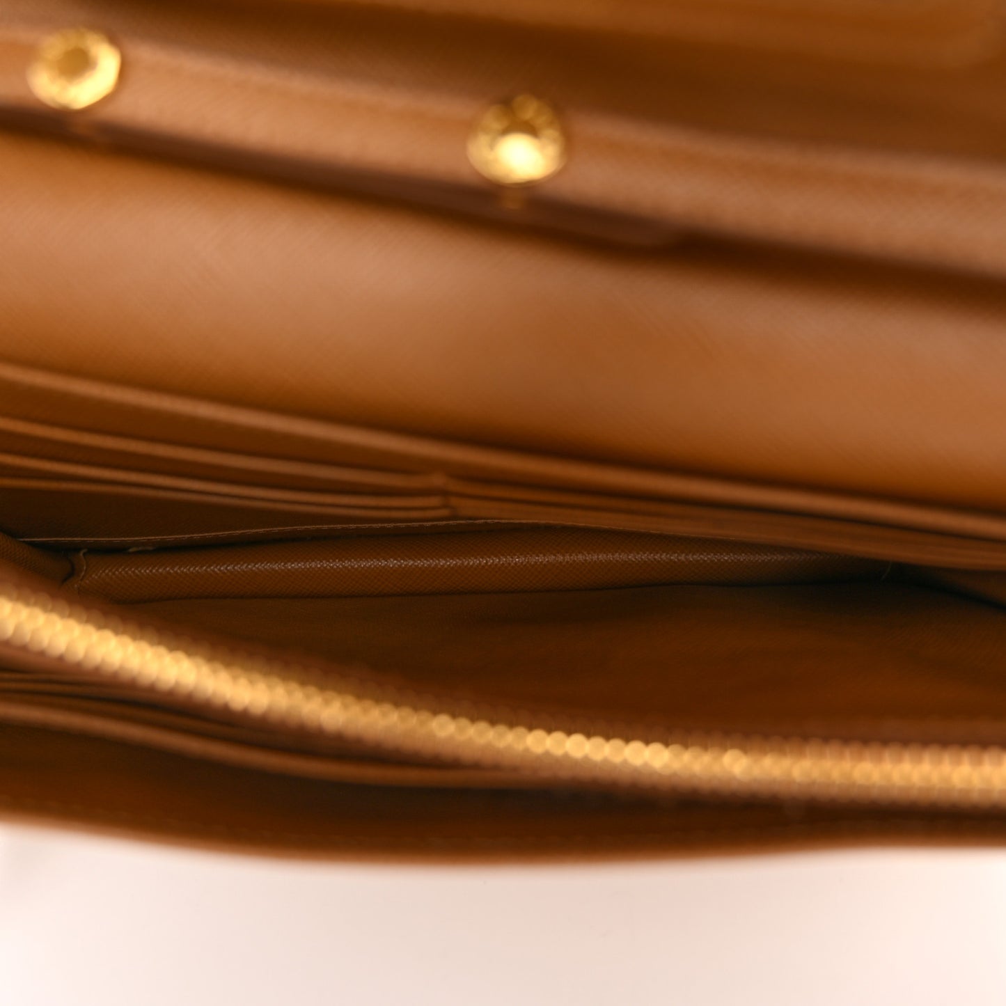 Saffiano Metal Flap Wallet With Strap Caramel