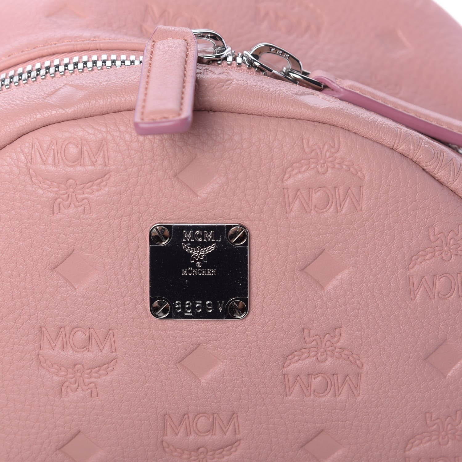 MCM Calfskin Ottomar Monogram Small Backpack Pink 9 of 9