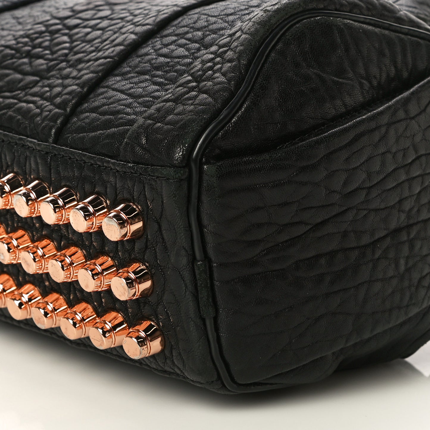 Pebbled Lambskin Mini Rockie Black Rose Gold Hardware