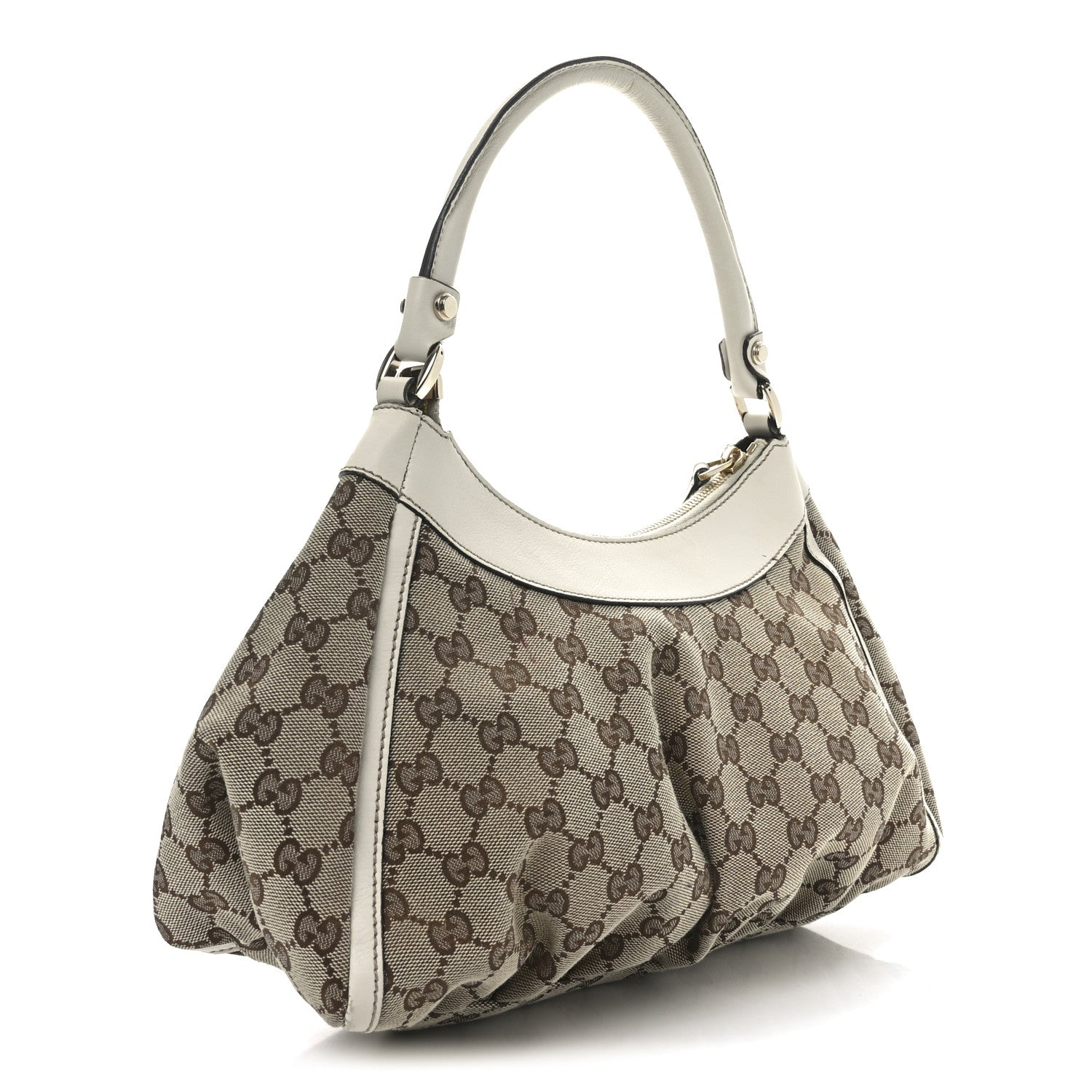 Gucci Monogram Medium D Gold Ring Hobo White 3 of 11