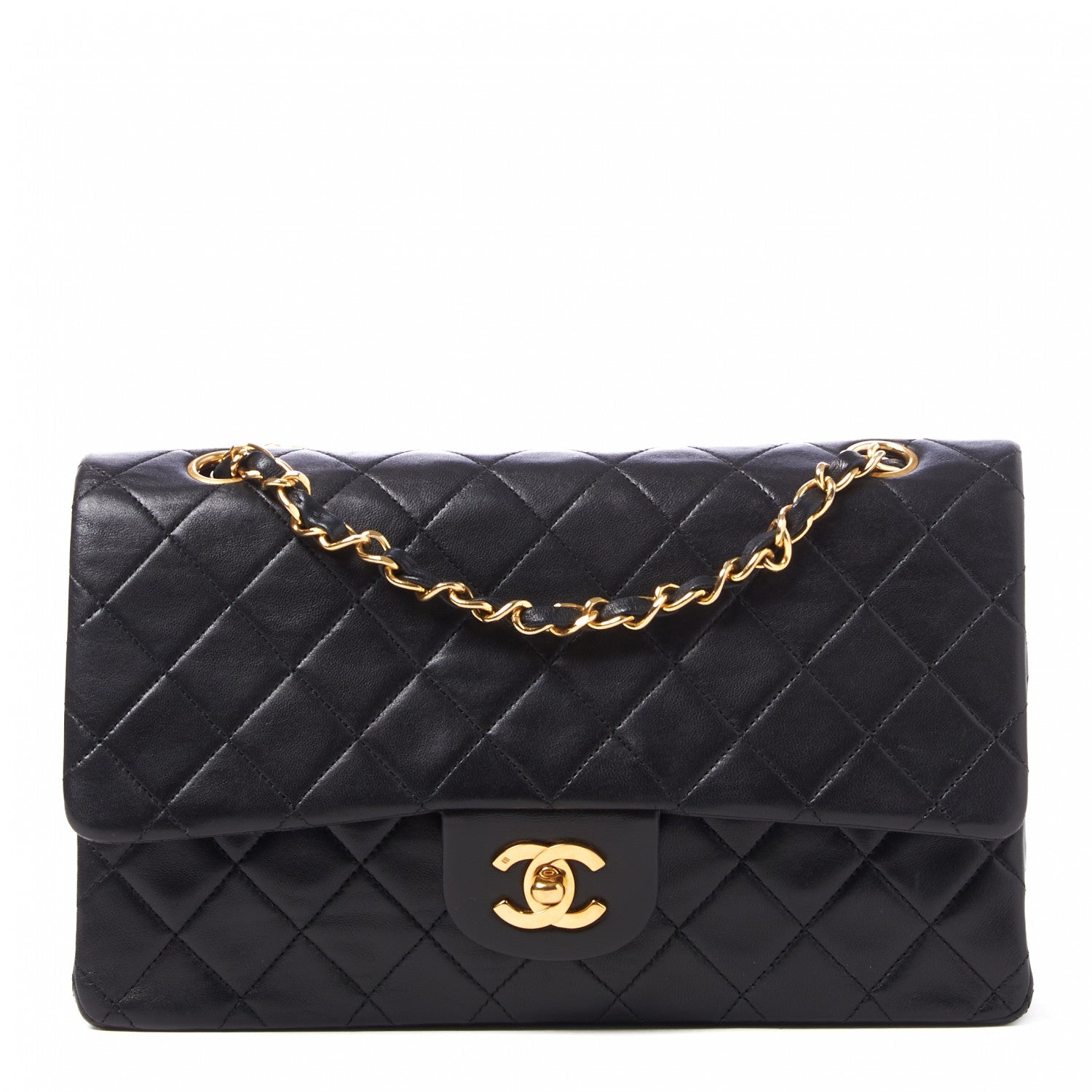 Chanel Lambskin Quilted Medium Double Flap Black 1 of 9