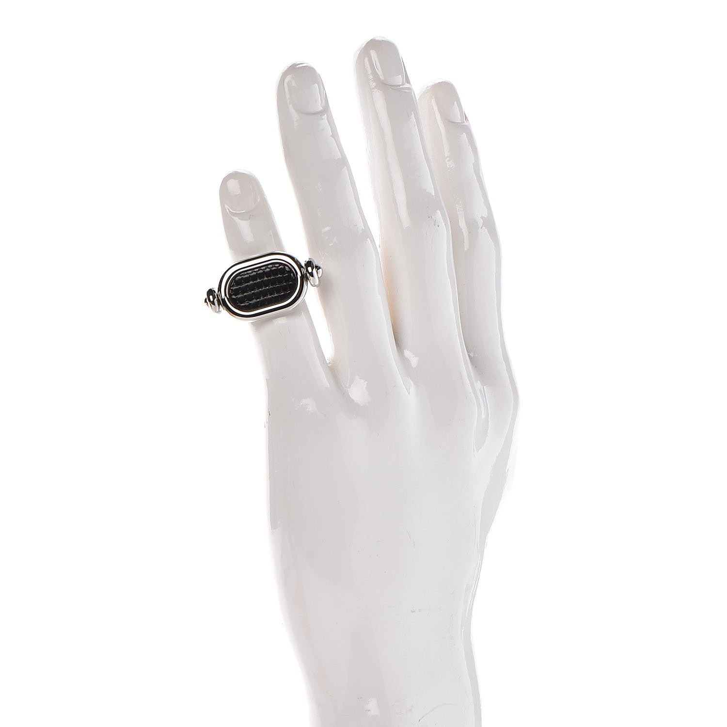 Hermes Palladium Lizard Odyssee Ring 54 7 Black 2 of 5