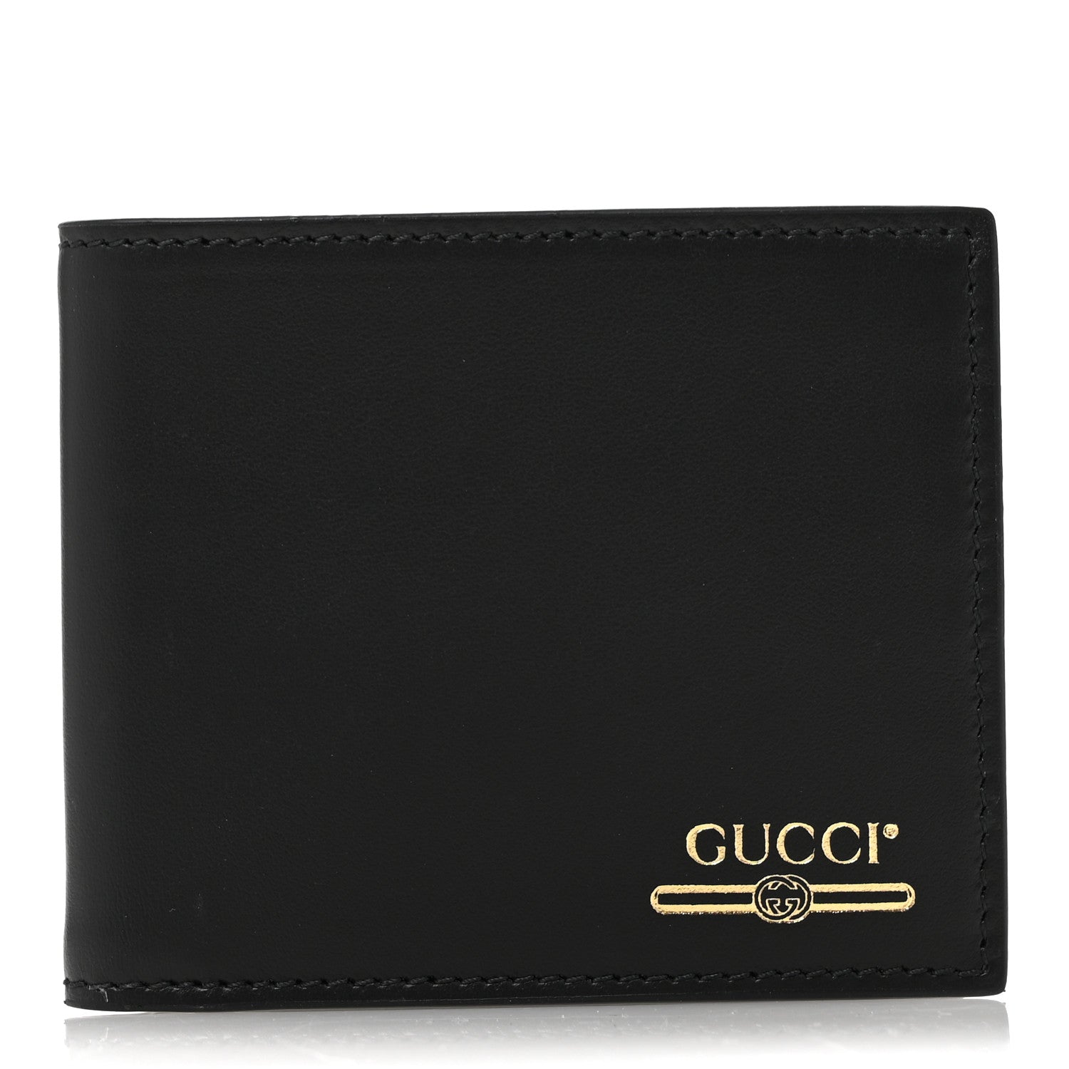Gucci Plutone Calfskin Logo Bi-Fold Wallet Black 1 of 7