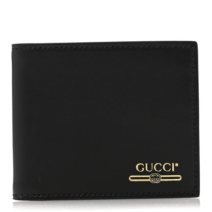 Gucci Plutone Calfskin Logo Bi-Fold Wallet Black 1 of 7