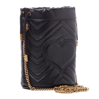 Gucci Calfskin Matelasse Mini GG Marmont 2.0 Bucket Bag Black 3 of 9
