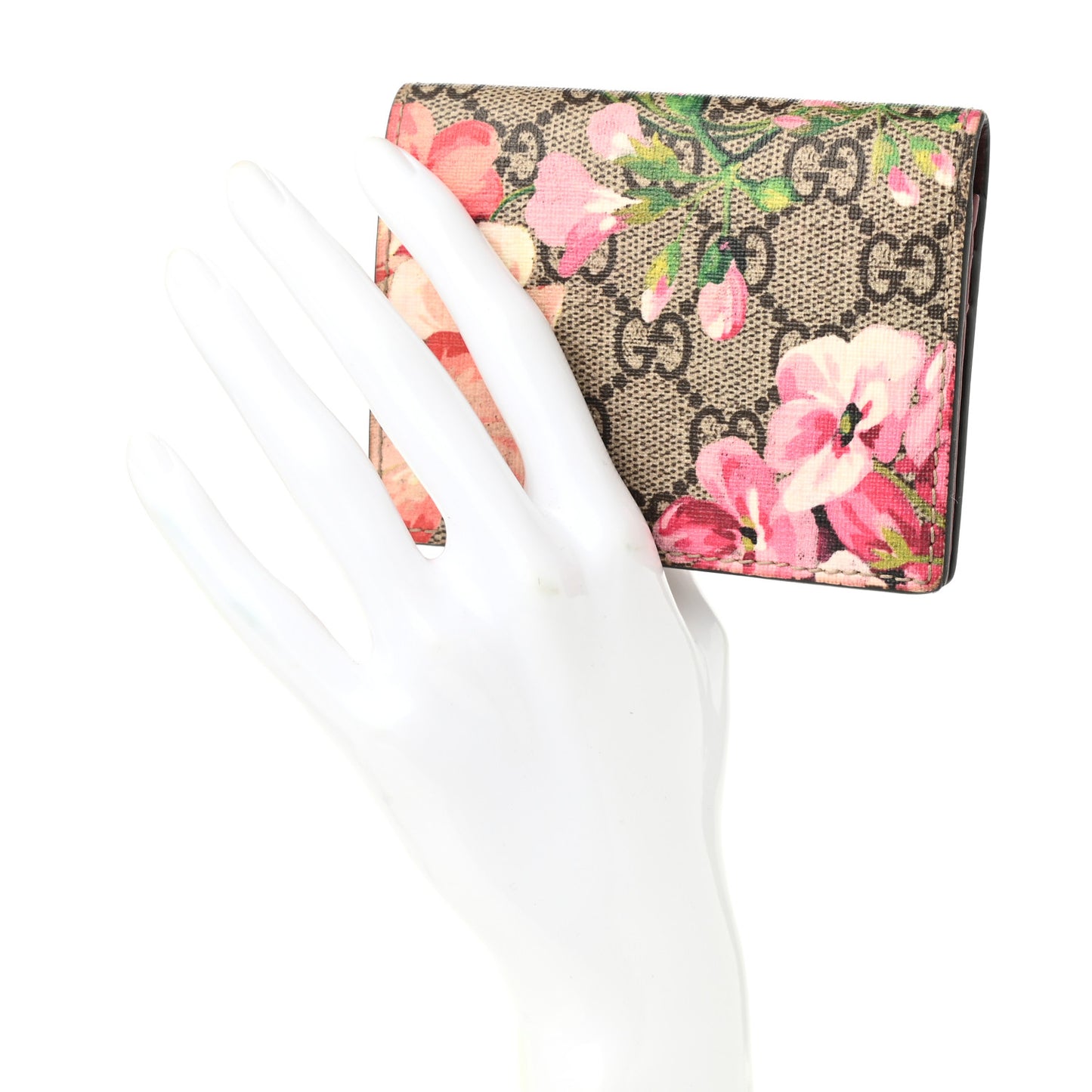 GG Supreme Monogram Blooms Card Case Beige Multicolor Dry Rose