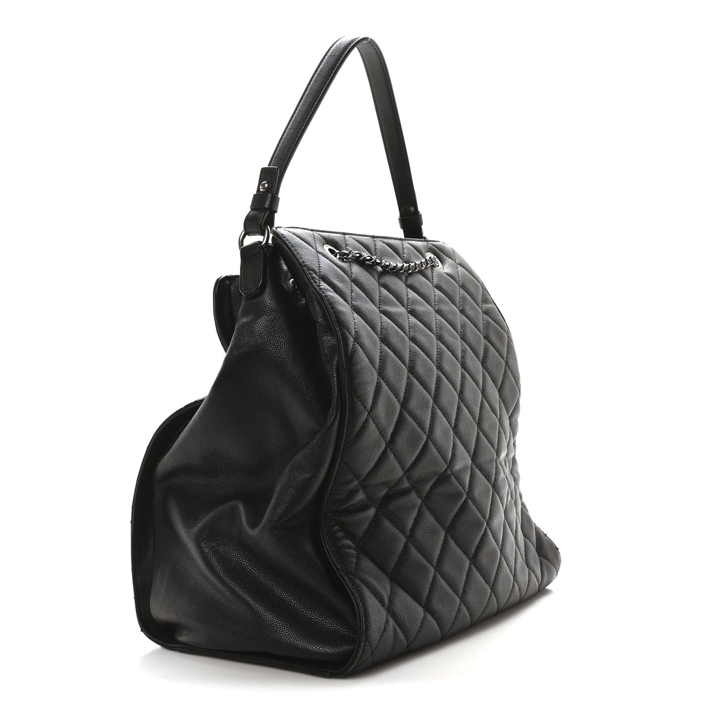 Caviar Quilted Large CC Bucket Bag Black