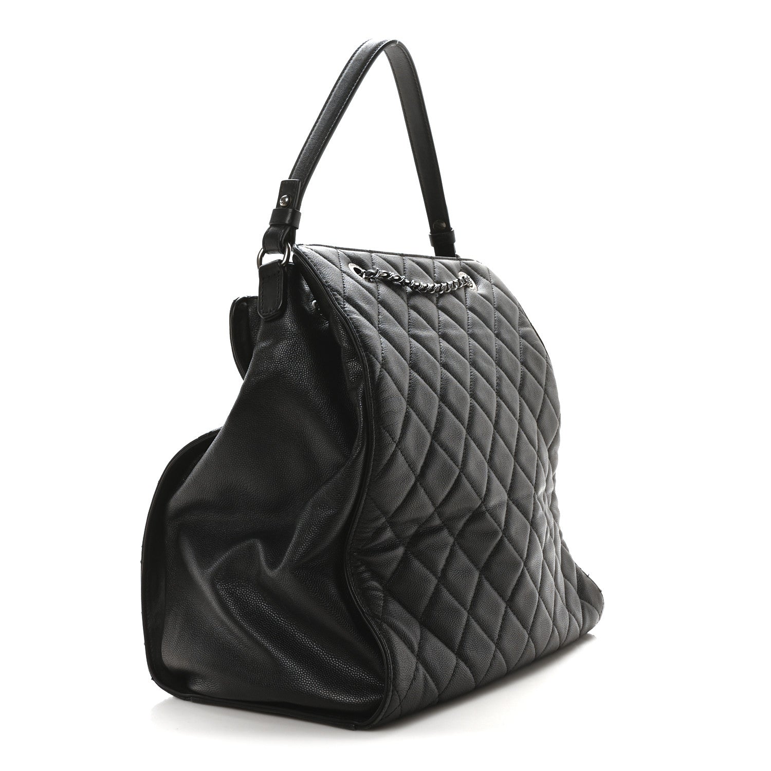 Chanel Caviar Quilted Large CC Bucket Bag Black 3 of 10