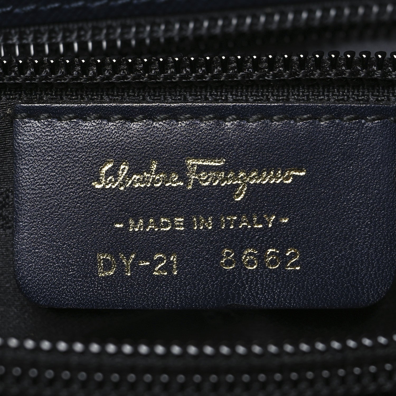 Salvatore Ferragamo Hammered Calfskin Trifolio Shoulder Bag Navy 6 of 9