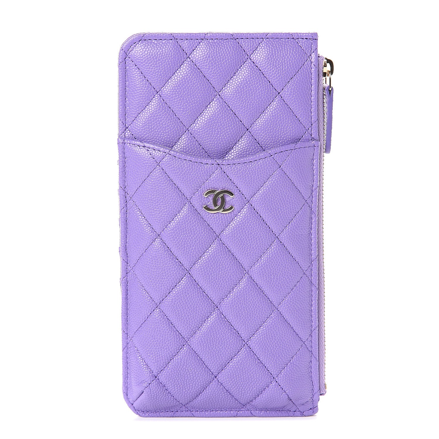 Chanel Caviar Quilted Classic Flat Wallet Pouch Purple 1 of 6