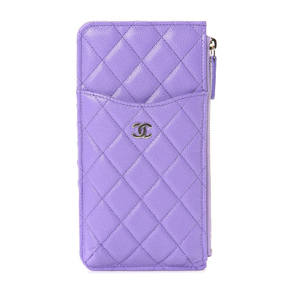 Chanel Caviar Quilted Classic Flat Wallet Pouch Purple 1 of 6